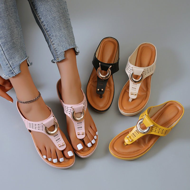 Flower Wedge Platform Flip Flops Plus Size - DLC MARKET