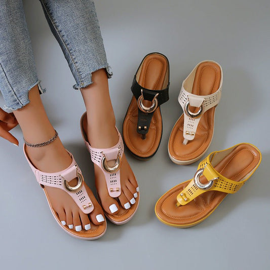 Flower Wedge Platform Flip Flops Plus Size - DLC MARKET