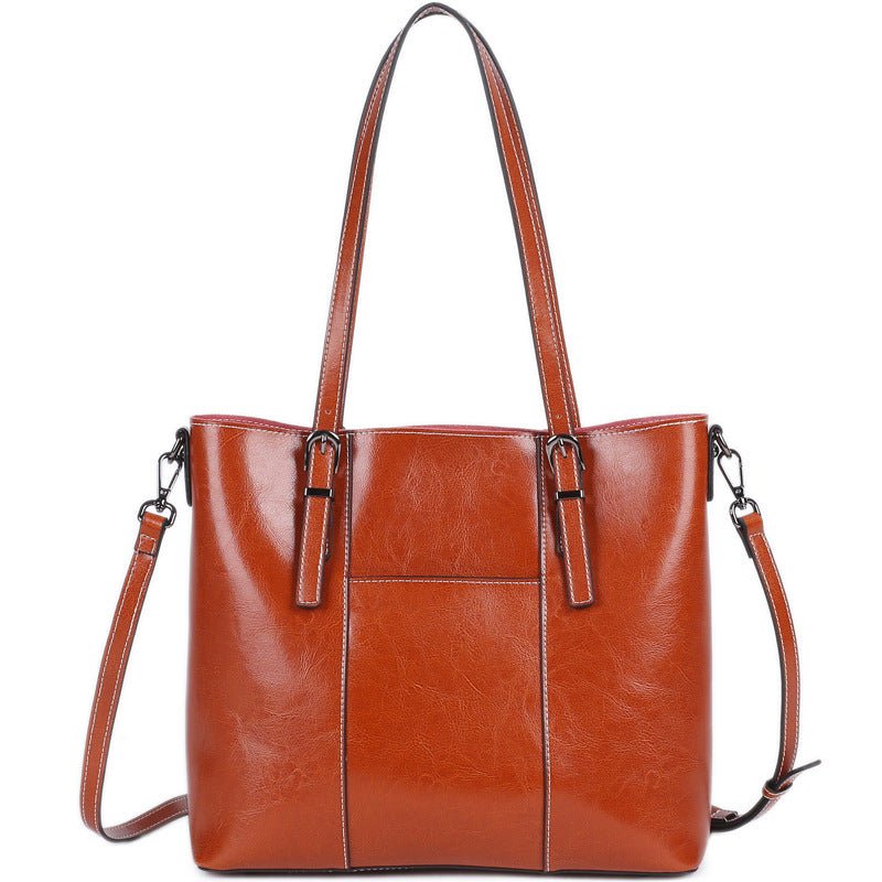 Genuine Cowhide Leather Messenger Tote Handbag - DLC MARKET