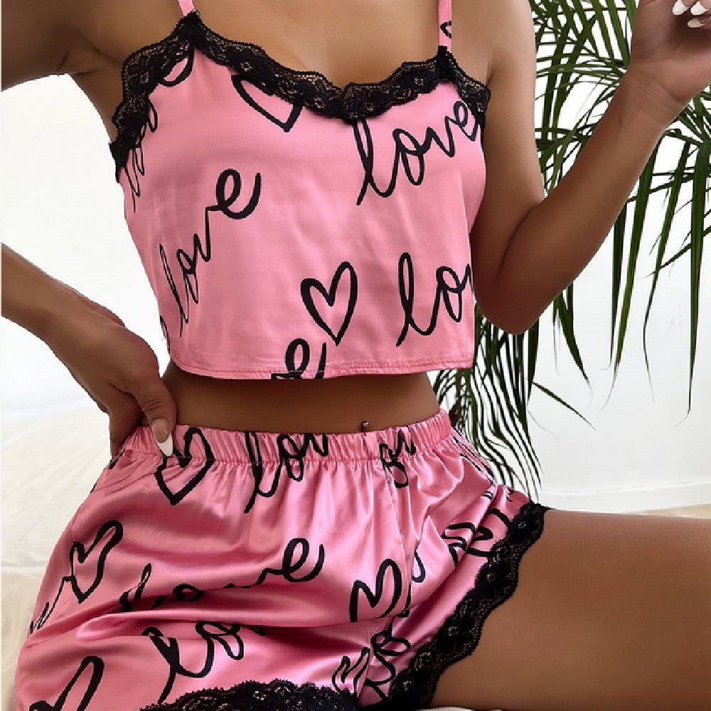 Household Clothes Pajamas Women Lace Suspender Shorts by null