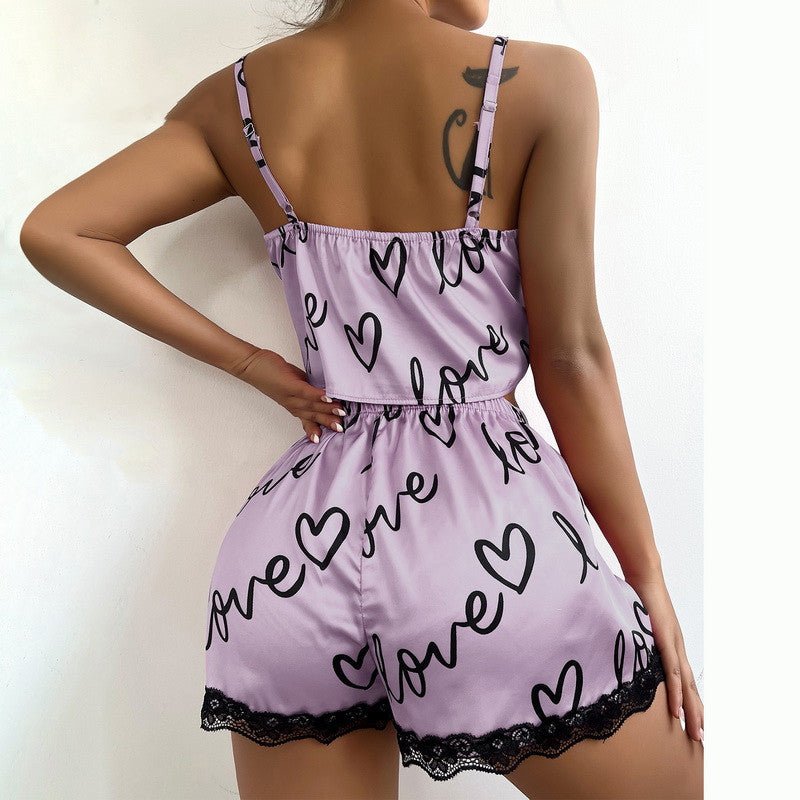 Household Clothes Pajamas Women Lace Suspender Shorts by null