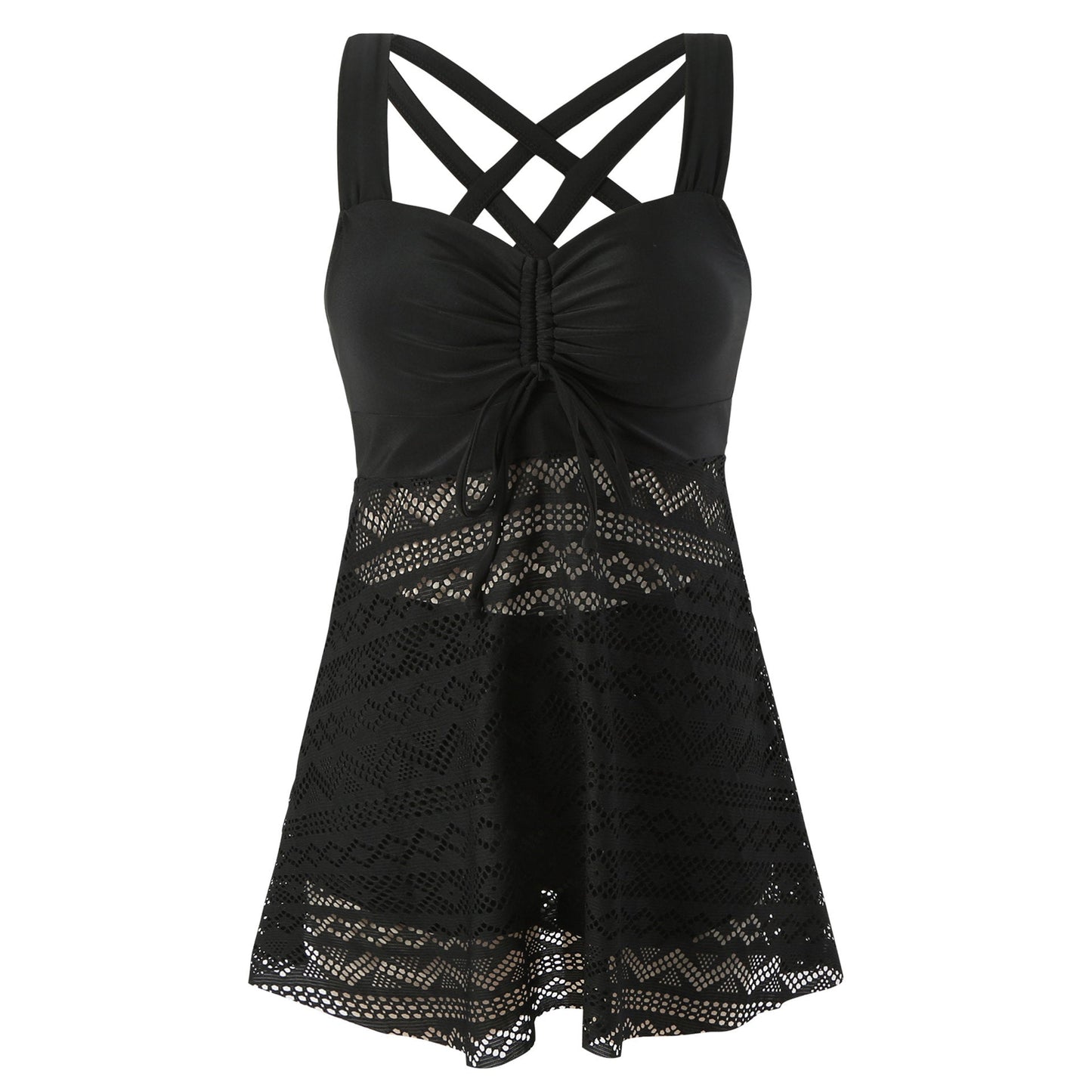 Korean Version Of Solid Color Lace One-piece Swimsuit by null