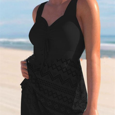 Korean Version Of Solid Color Lace One-piece Swimsuit by null
