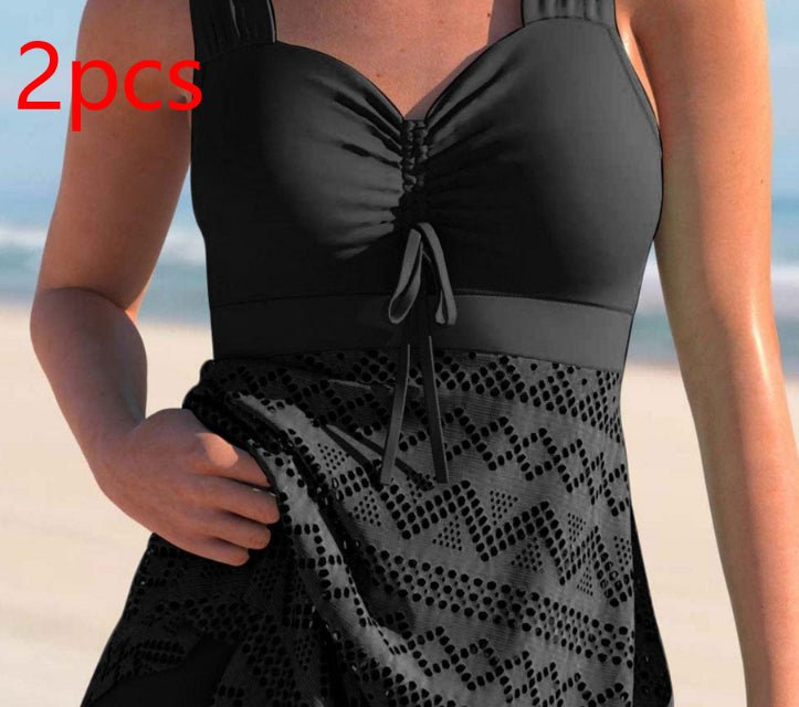 Korean Version Of Solid Color Lace One-piece Swimsuit by null