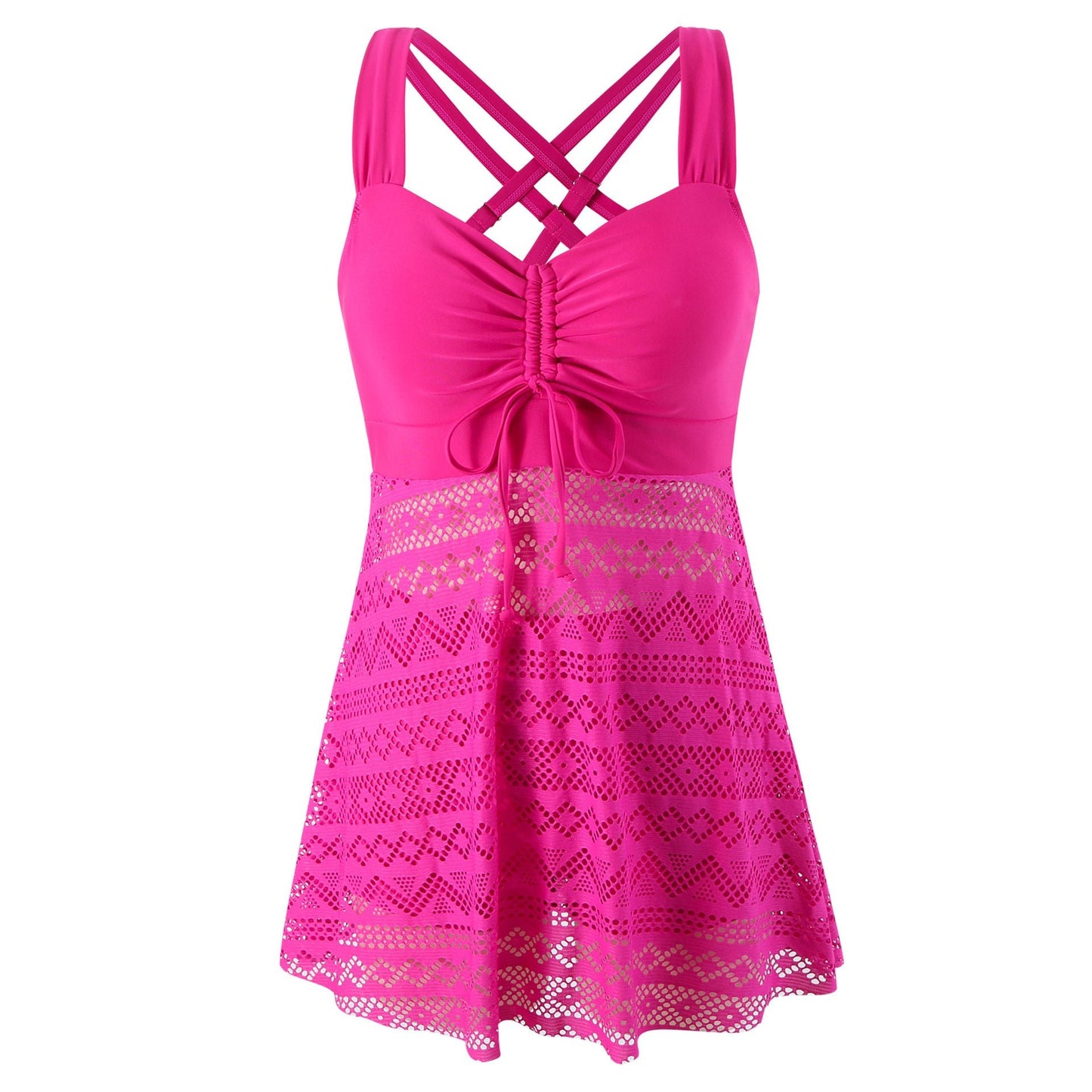 Korean Version Of Solid Color Lace One-piece Swimsuit by null