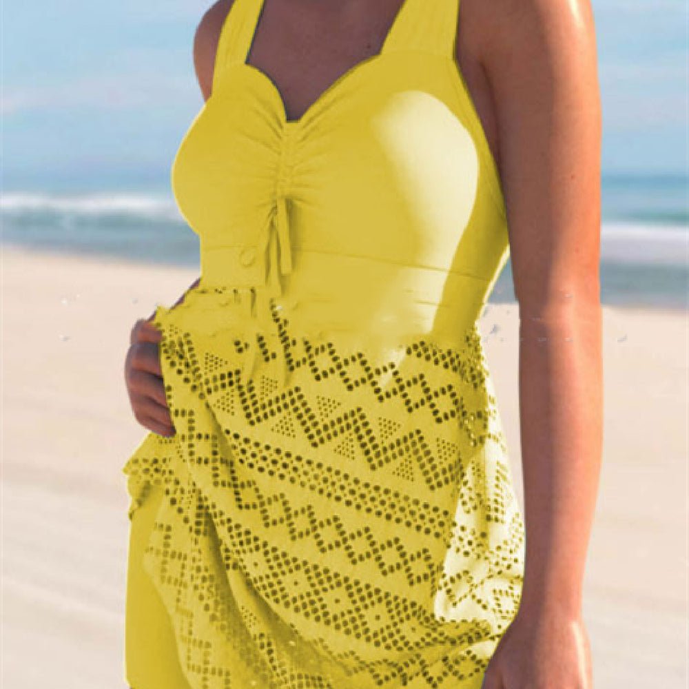 Korean Version Of Solid Color Lace One-piece Swimsuit by null