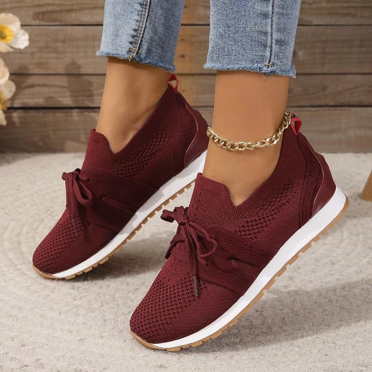 Lace Up Mesh Breathable Flat Walking Shoes - DLC MARKET