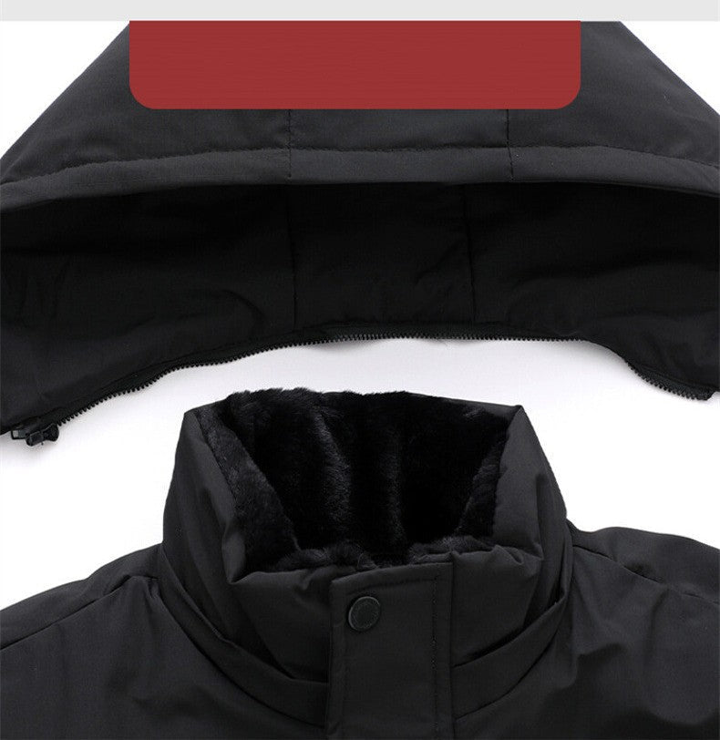 Men's Coat Winter Thick Cotton Clothing Removable Hat by null