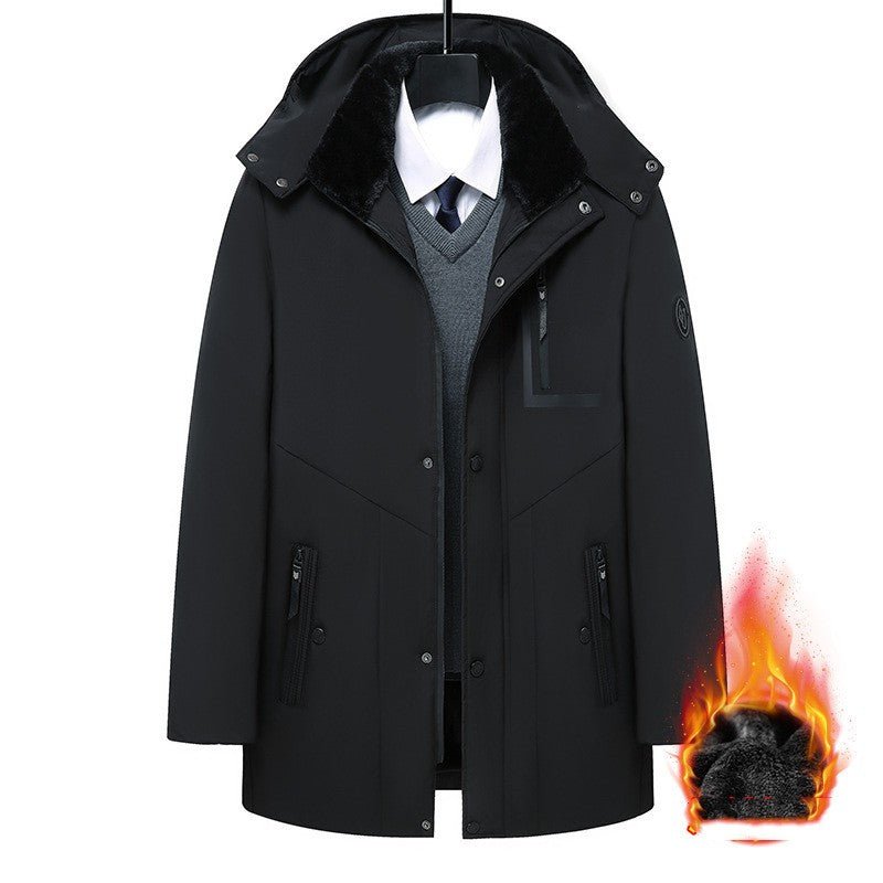 Men's Coat Winter Thick Cotton Clothing Removable Hat by null