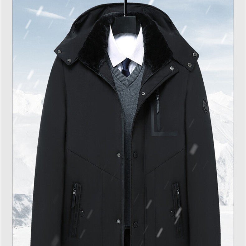 Men's Coat Winter Thick Cotton Clothing Removable Hat by null