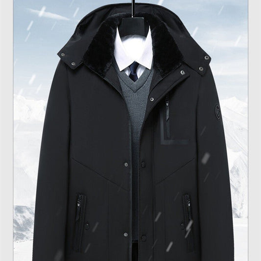 Thick Winter Coat with Removable Hood — Men's Black or Navy | DLC Market