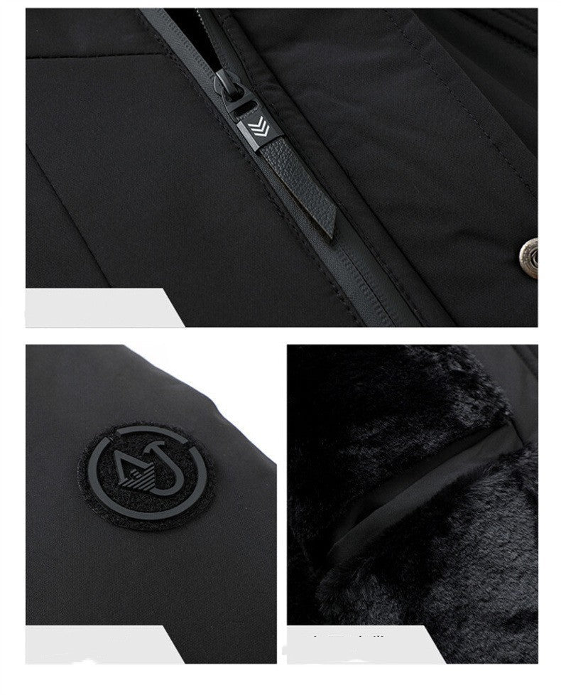 Men's Coat Winter Thick Cotton Clothing Removable Hat by null
