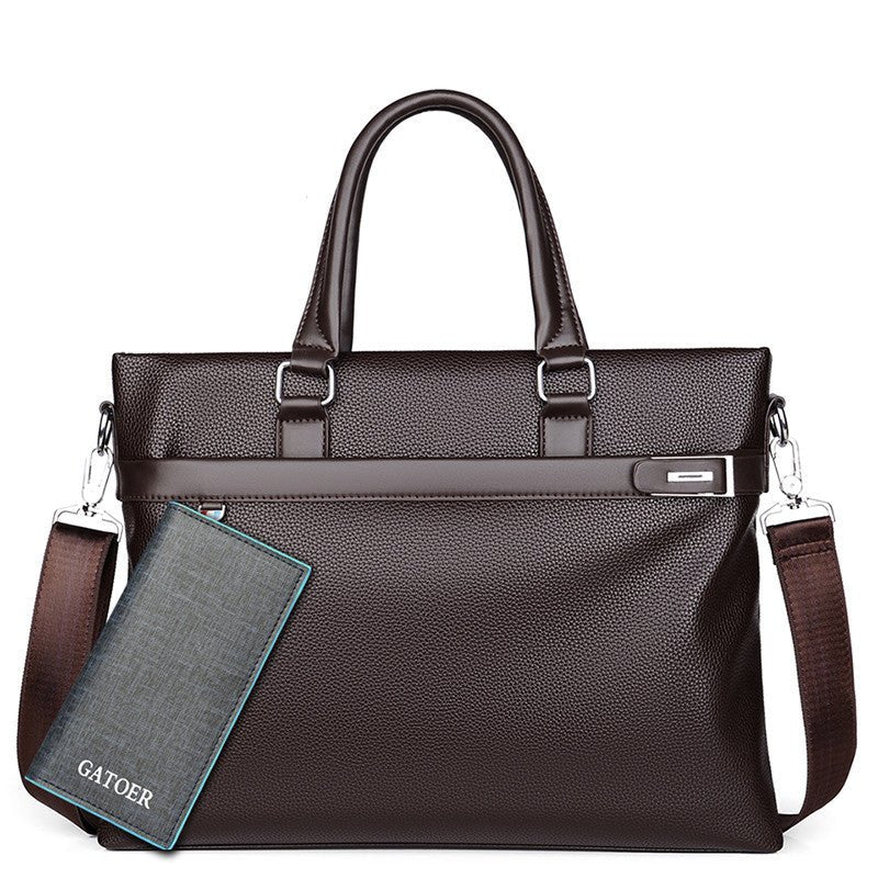 Men's PU Leather Business Handbag with Zipper - DLC MARKET