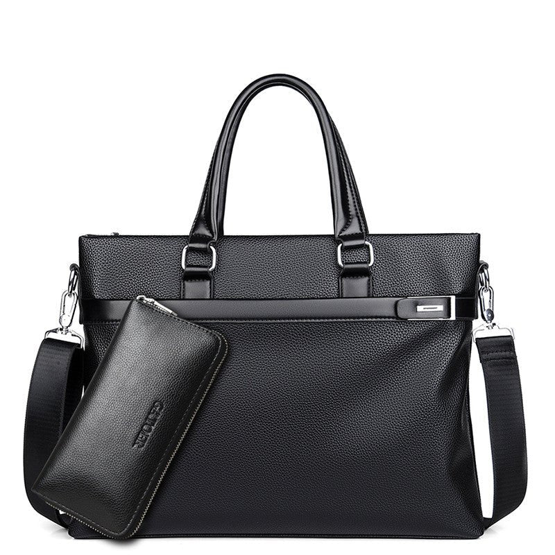 Men's PU Leather Business Handbag with Zipper - DLC MARKET