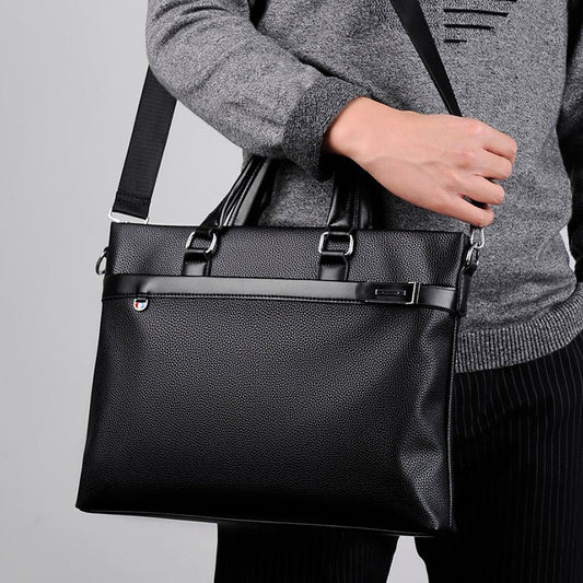 Men's PU Leather Business Handbag with Zipper - DLC MARKET