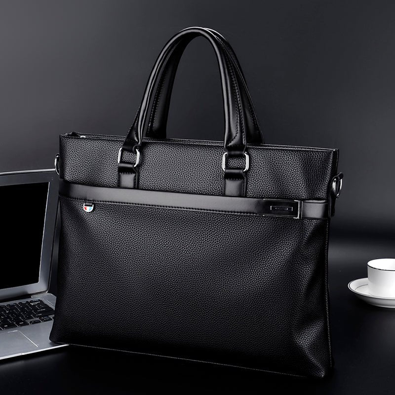 Men's PU Leather Business Handbag with Zipper - DLC MARKET