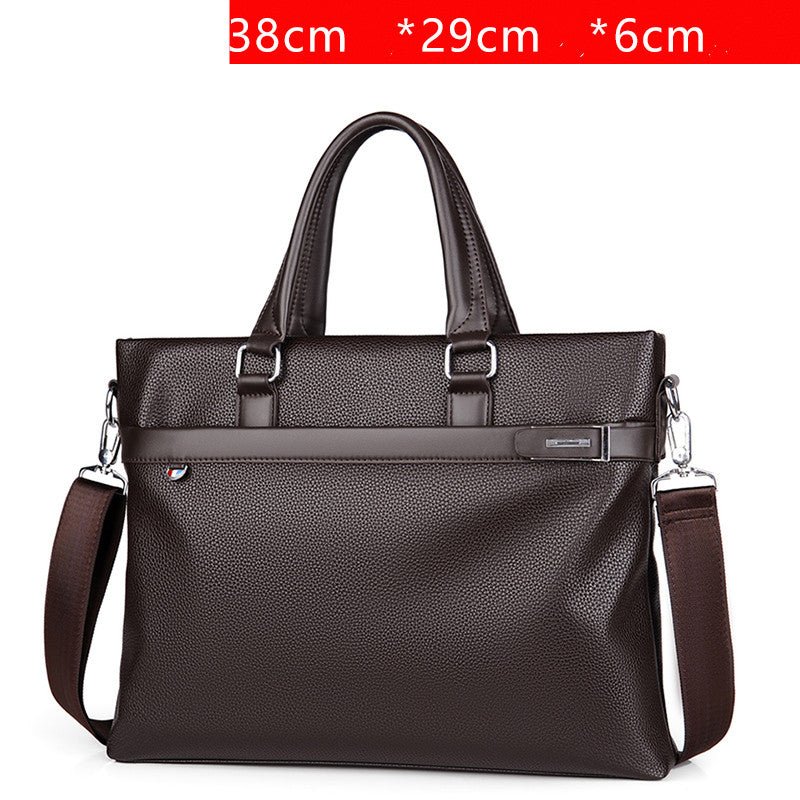 Men's PU Leather Business Handbag with Zipper - DLC MARKET