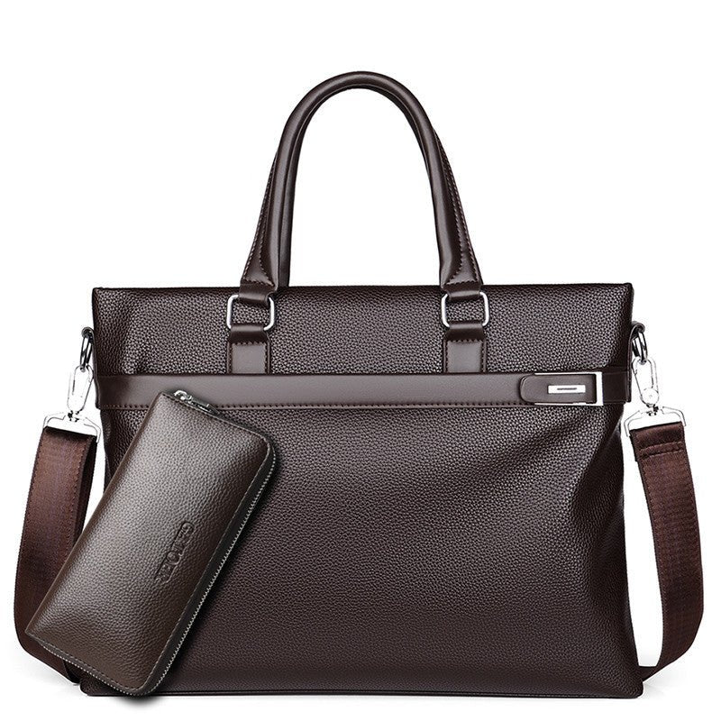 Men's PU Leather Business Handbag with Zipper - DLC MARKET