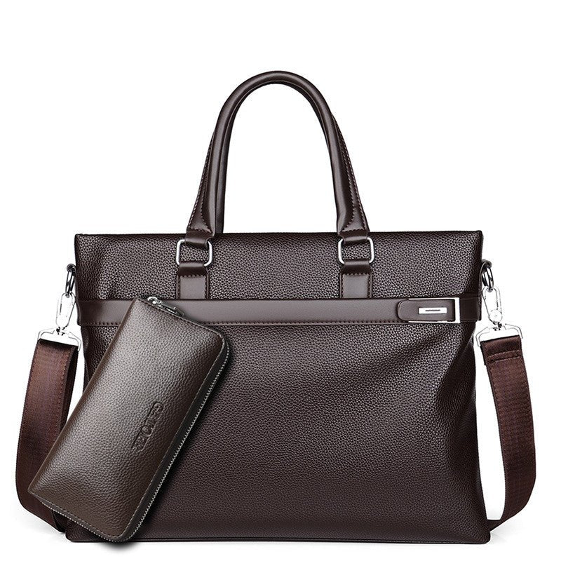 Men's PU Leather Business Handbag with Zipper - DLC MARKET