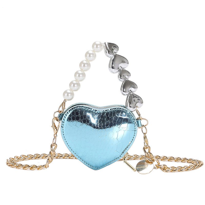 Mini Heart Shape Pearl Chain Shoulder Bag - DLC MARKET