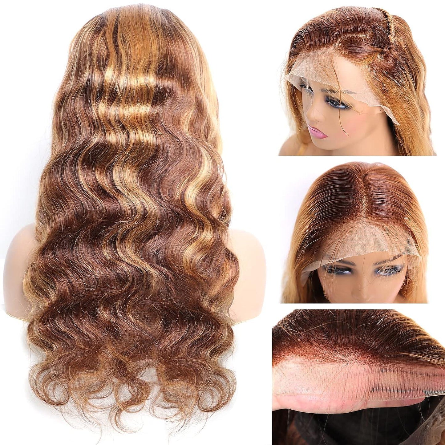 P4 27 13x4 Lace Front Wig Human Hair Body Wave Density by null