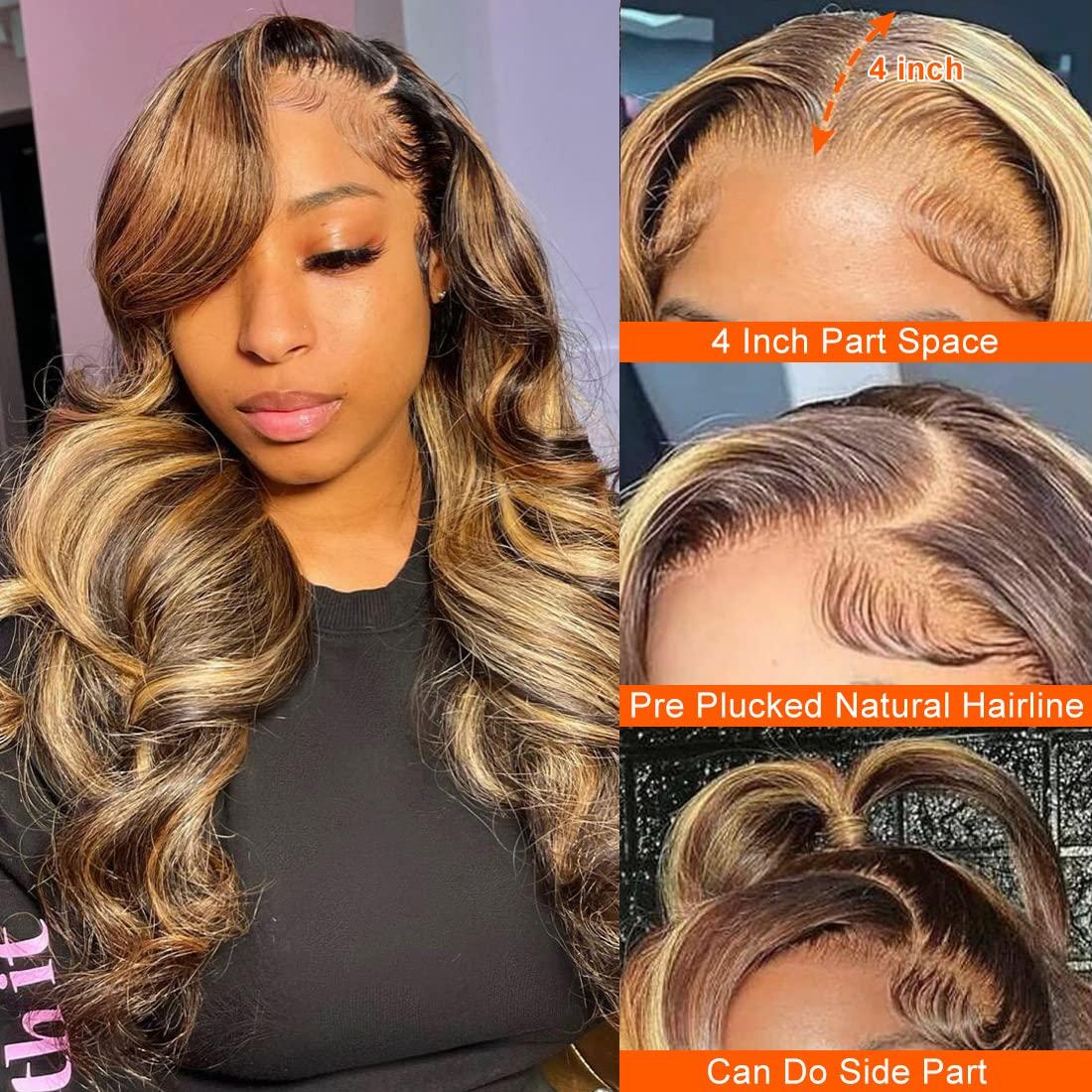 P4 27 13x4 Lace Front Wig Human Hair Body Wave Density by null