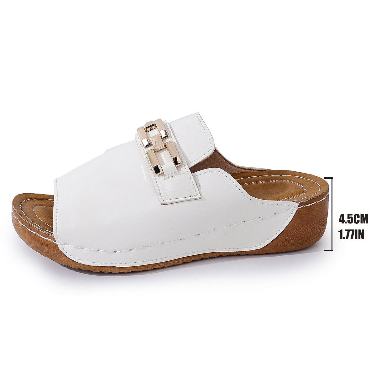 Plus Size Peep-Toe Slippers with Metal Accent PU - DLC MARKET