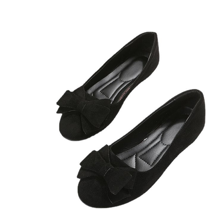 Plus Size Suede Bow Flat Casual Shoes - DLC MARKET