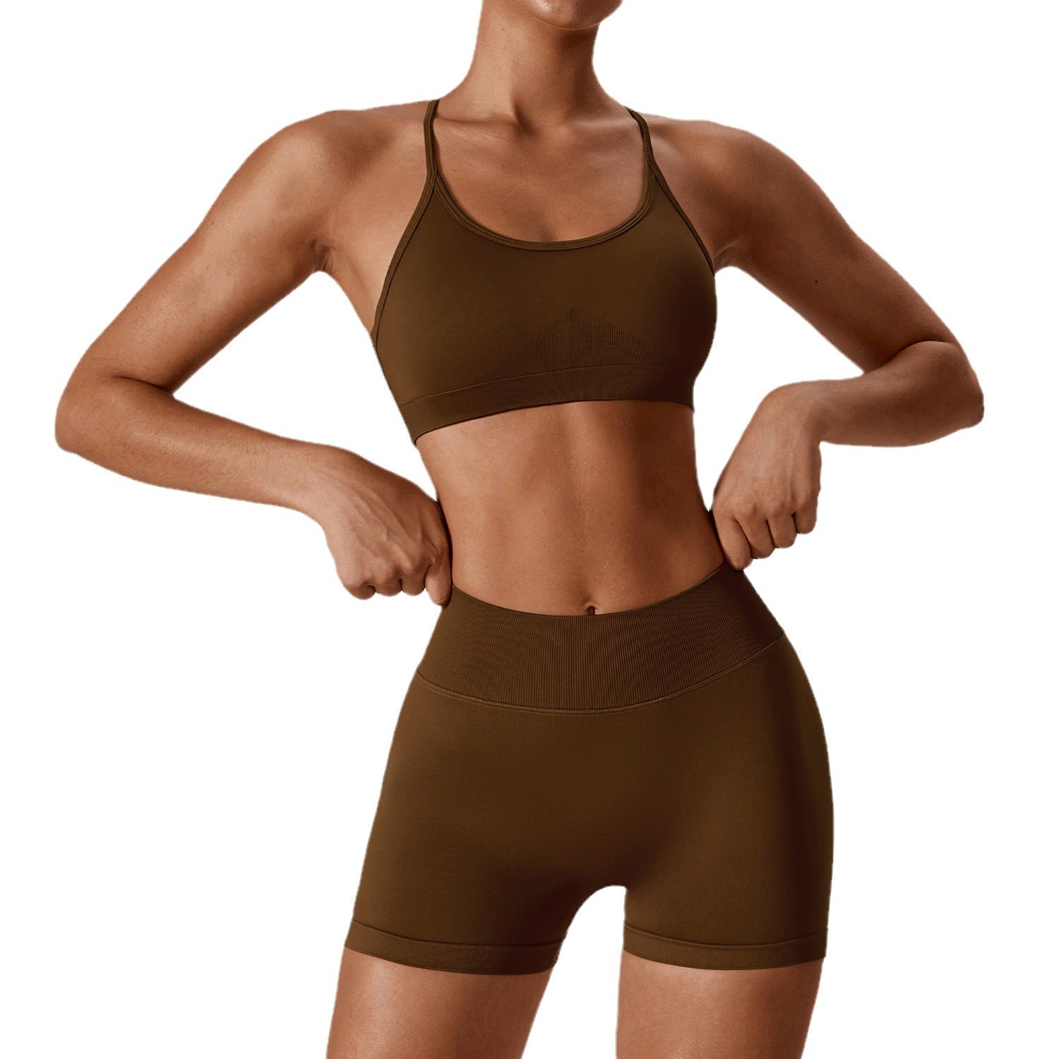 Seamless Beauty Back Yoga Clothes Running Quick-drying Tight Sports Fitness Clothes Suit Women by null