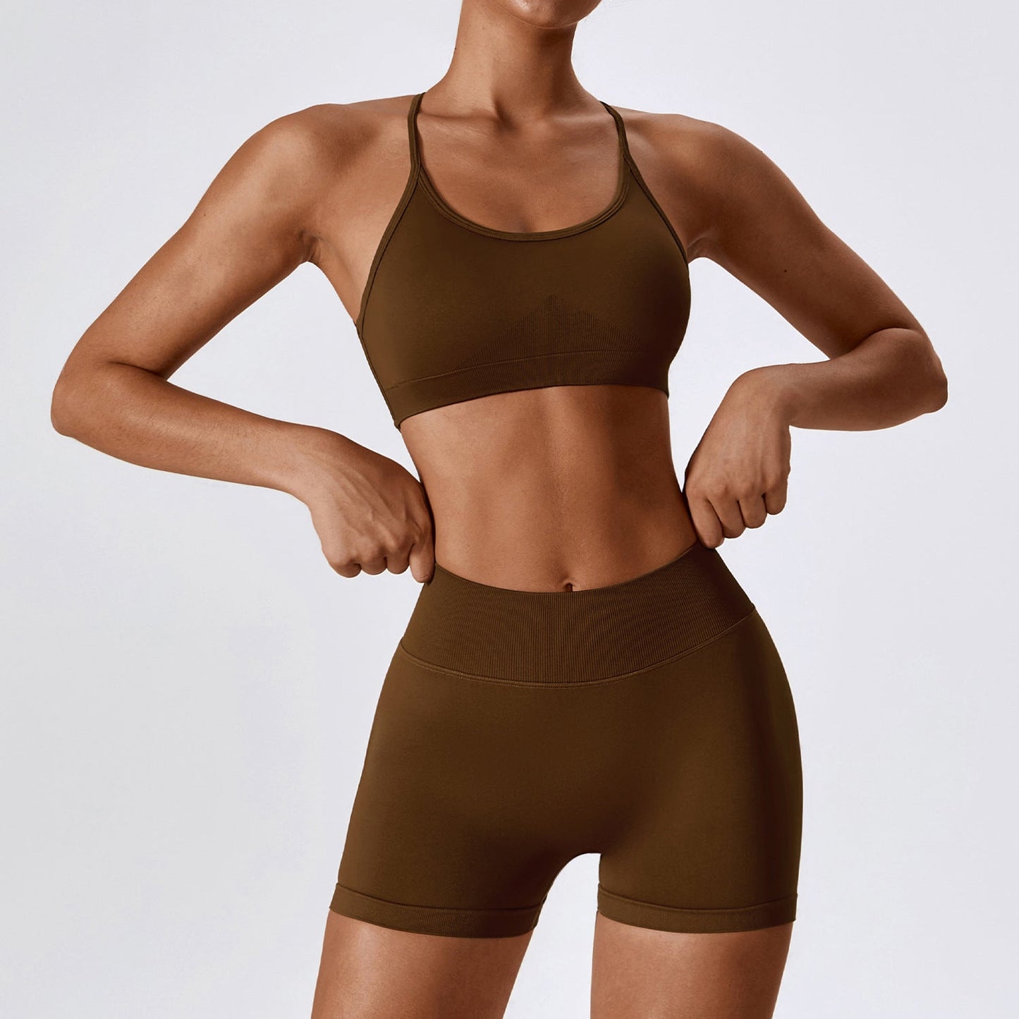 Seamless Beauty Back Yoga Clothes Running Quick-drying Tight Sports Fitness Clothes Suit Women by null