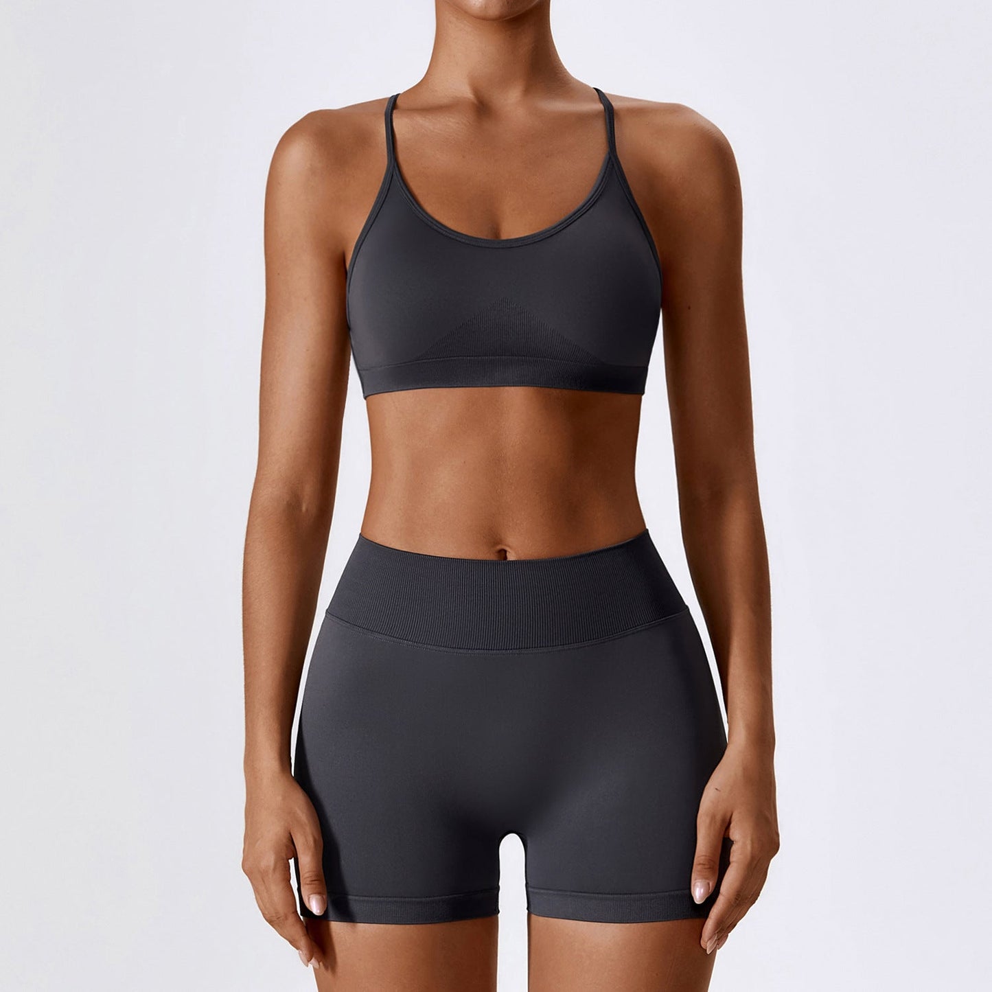 Seamless Beauty Back Yoga Clothes Running Quick-drying Tight Sports Fitness Clothes Suit Women by null