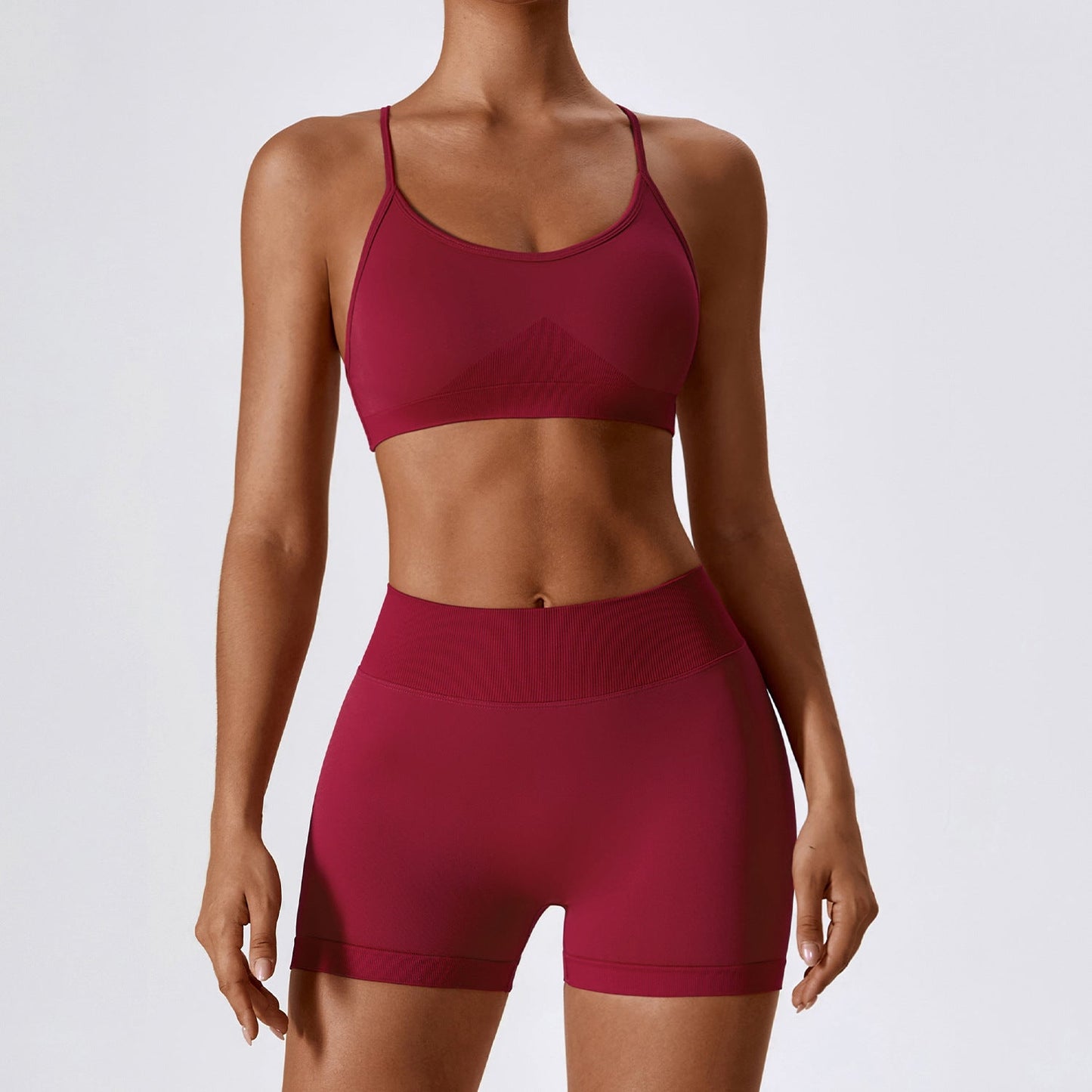 Seamless Beauty Back Yoga Clothes Running Quick-drying Tight Sports Fitness Clothes Suit Women by null