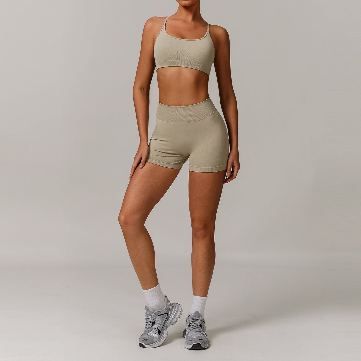 Seamless Beauty Back Yoga Clothes Running Quick-drying Tight Sports Fitness Clothes Suit Women by null