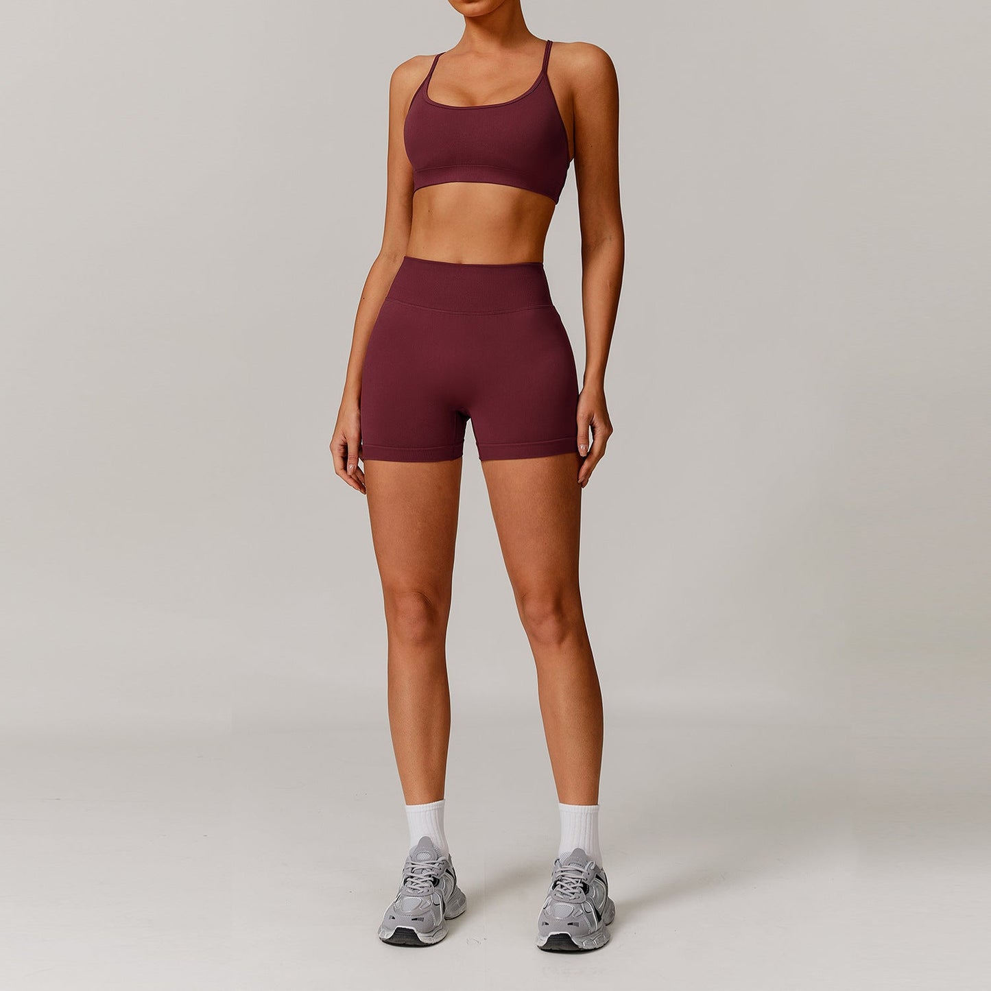 Seamless Beauty Back Yoga Clothes Running Quick-drying Tight Sports Fitness Clothes Suit Women by null