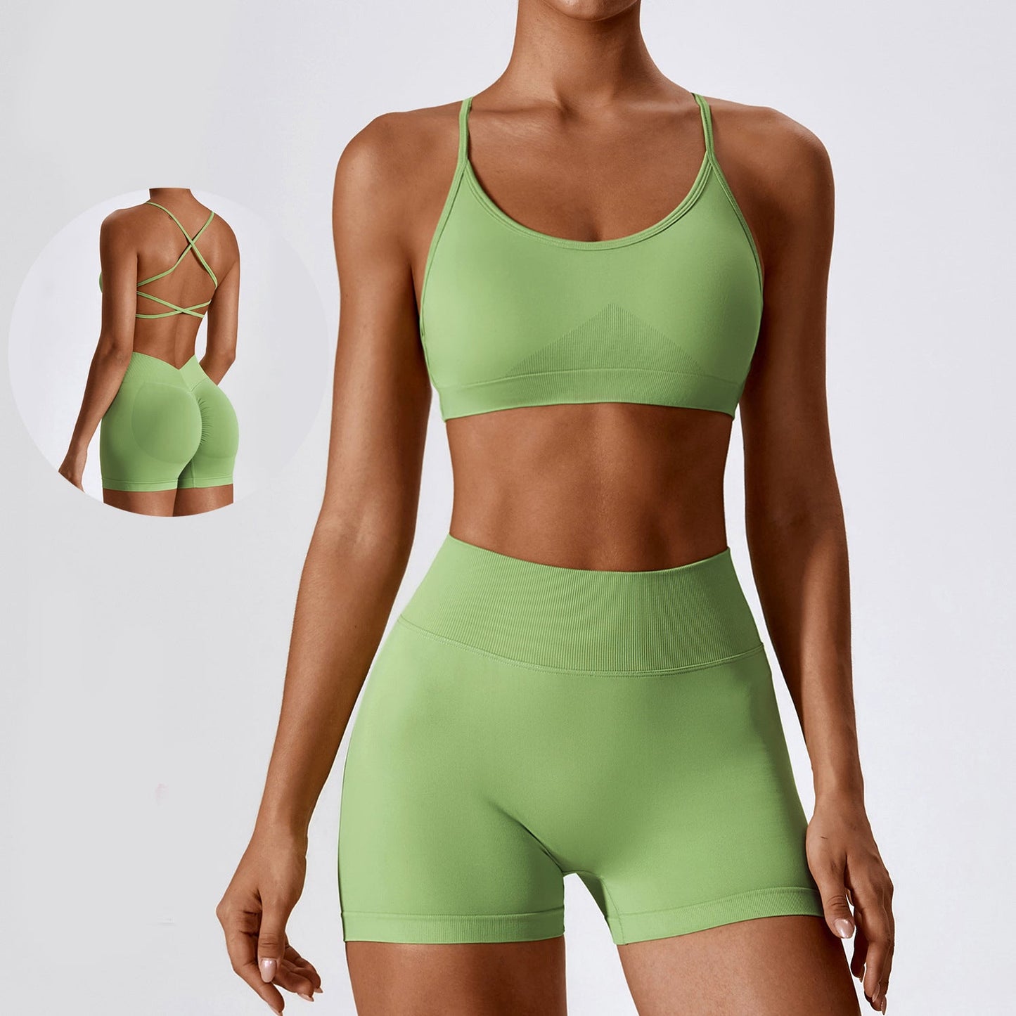 Seamless Beauty Back Yoga Clothes Running Quick-drying Tight Sports Fitness Clothes Suit Women by null