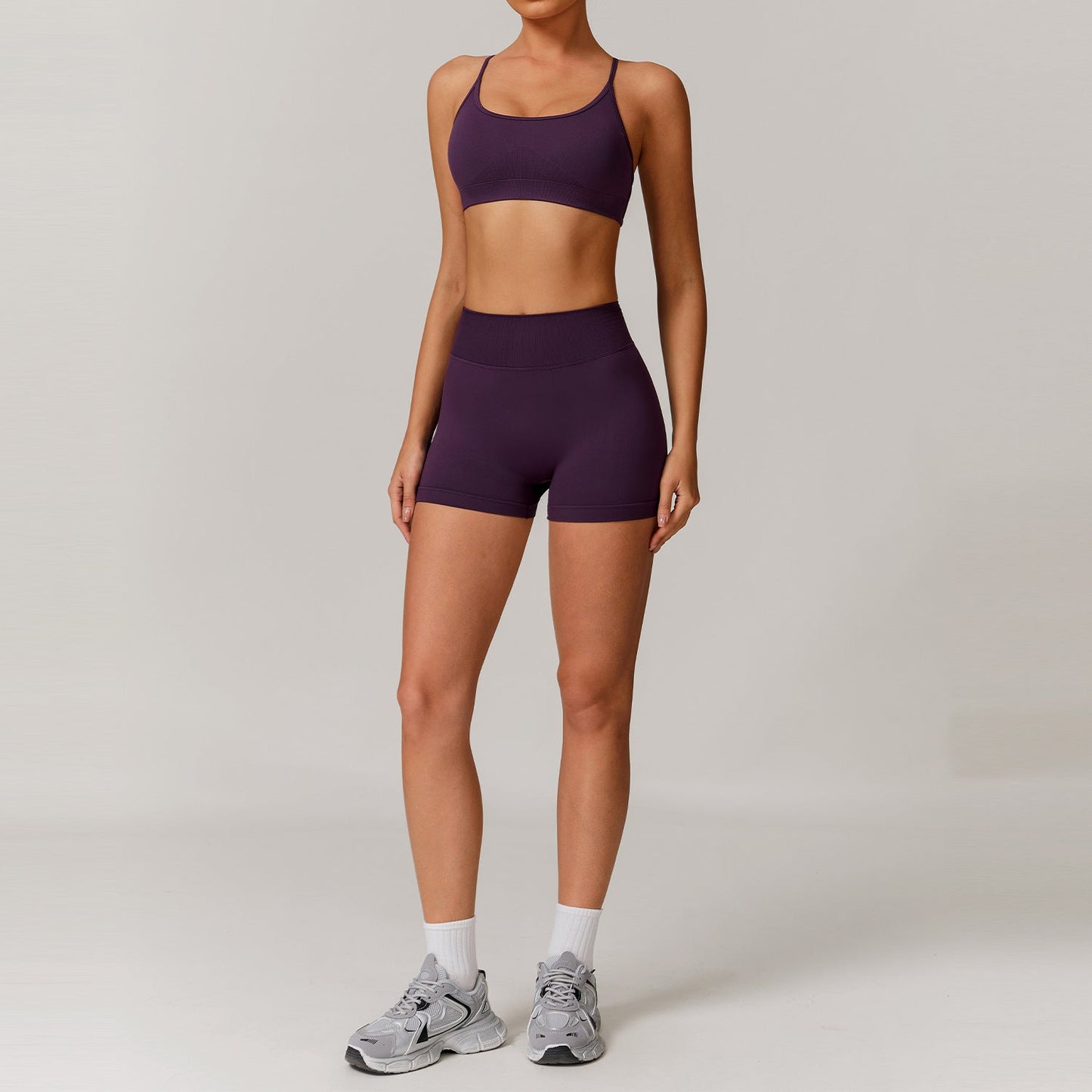 Seamless Beauty Back Yoga Clothes Running Quick-drying Tight Sports Fitness Clothes Suit Women by null