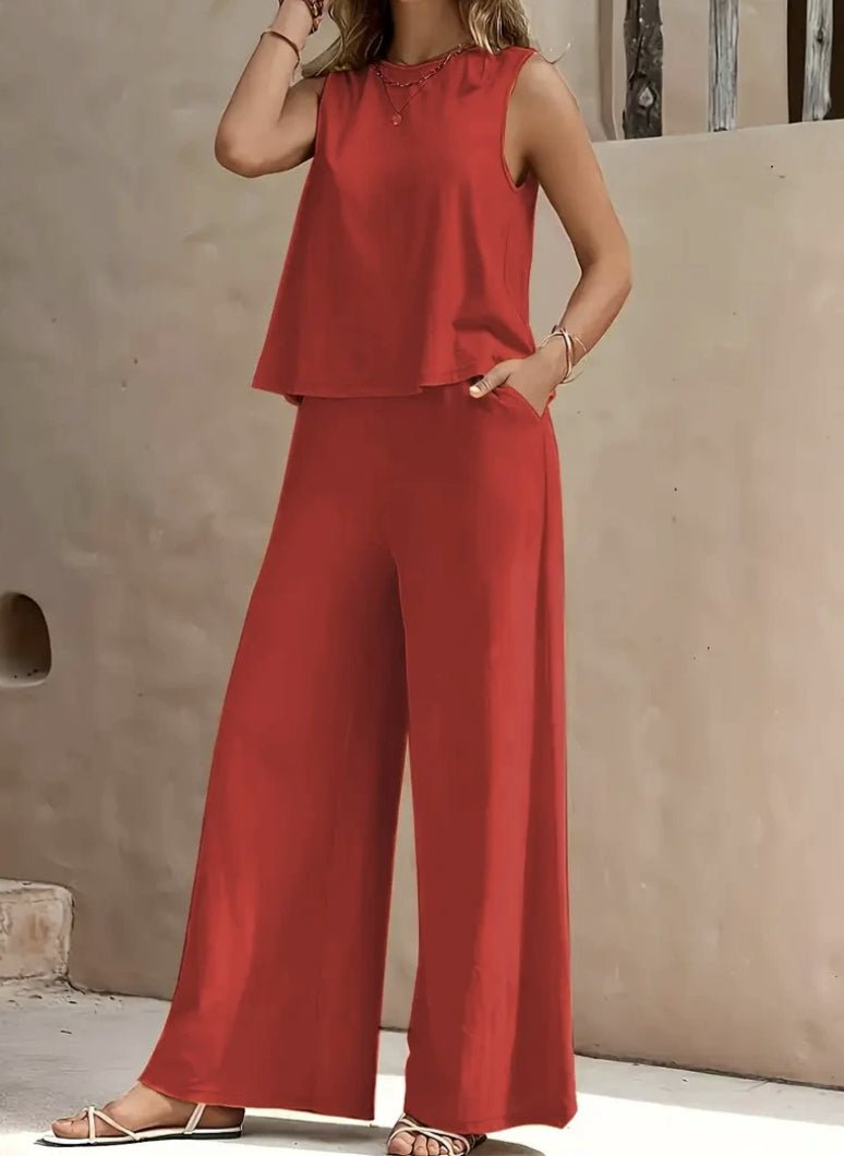 Solid Color Casual Loose Pants Sets For Women Elegant Spring Summer Women's Two Pieces Suit Full Trouser Set Female Outfit Clothes by null
