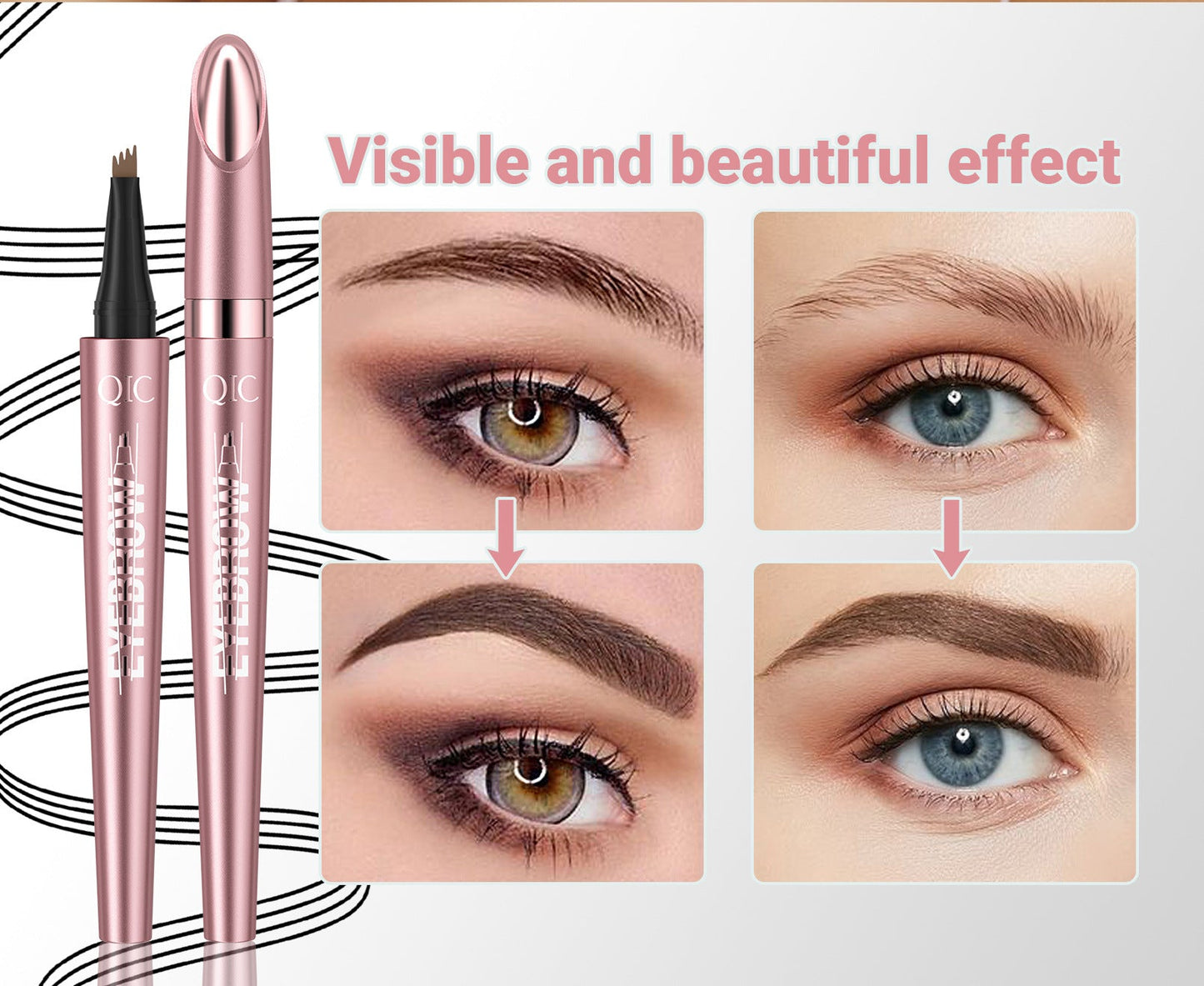 Waterproof 4-Fork Tip Liquid Eyebrow Pencil - DLC MARKET
