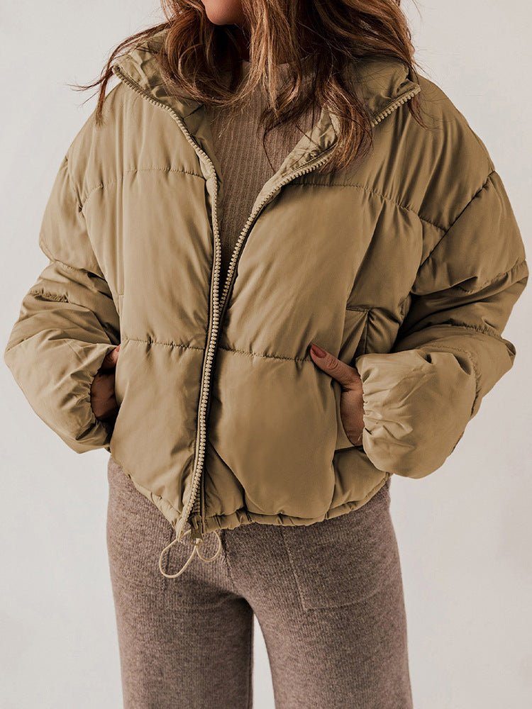 Winter Bread Coat New Thickened All-matching Warm Leisure Solid Color Stand-up Collar Cotton-padded Clothes Women by null