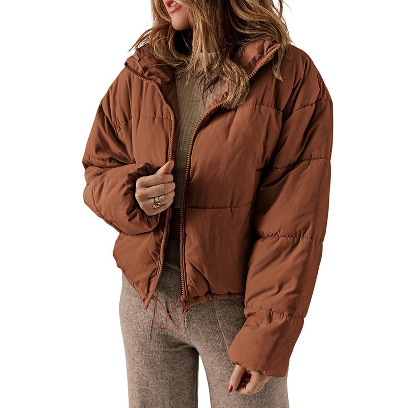 Winter Bread Coat New Thickened All-matching Warm Leisure Solid Color Stand-up Collar Cotton-padded Clothes Women by null