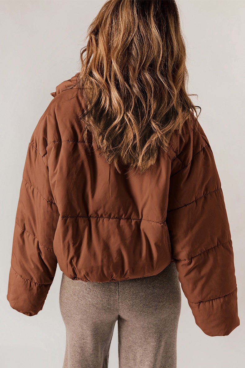 Winter Bread Coat New Thickened All-matching Warm Leisure Solid Color Stand-up Collar Cotton-padded Clothes Women by null