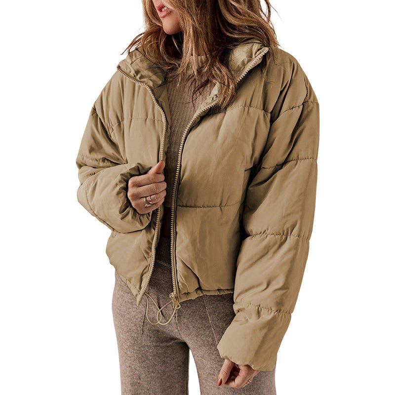 Winter Bread Coat New Thickened All-matching Warm Leisure Solid Color Stand-up Collar Cotton-padded Clothes Women by null