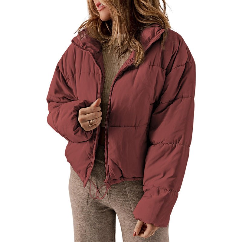 Winter Bread Coat New Thickened All-matching Warm Leisure Solid Color Stand-up Collar Cotton-padded Clothes Women by null