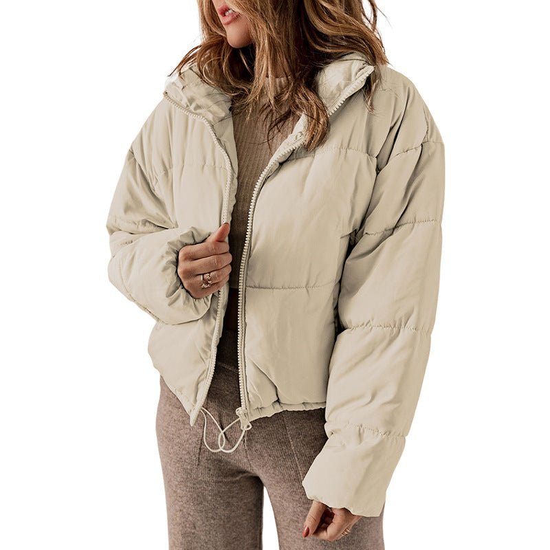 Winter Bread Coat New Thickened All-matching Warm Leisure Solid Color Stand-up Collar Cotton-padded Clothes Women by null