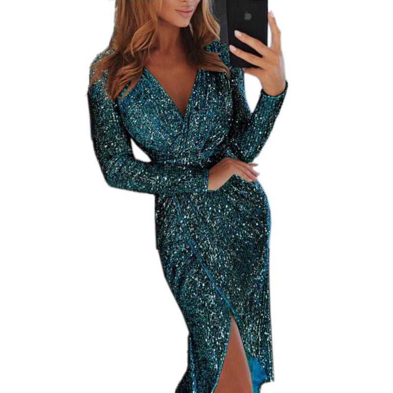 Women Clothes Bodycon Dresses New Ladies Bronzing Long-sleeved by null