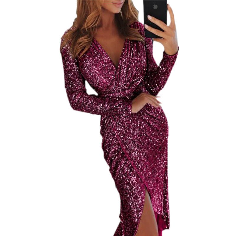 Women Clothes Bodycon Dresses New Ladies Bronzing Long-sleeved by null