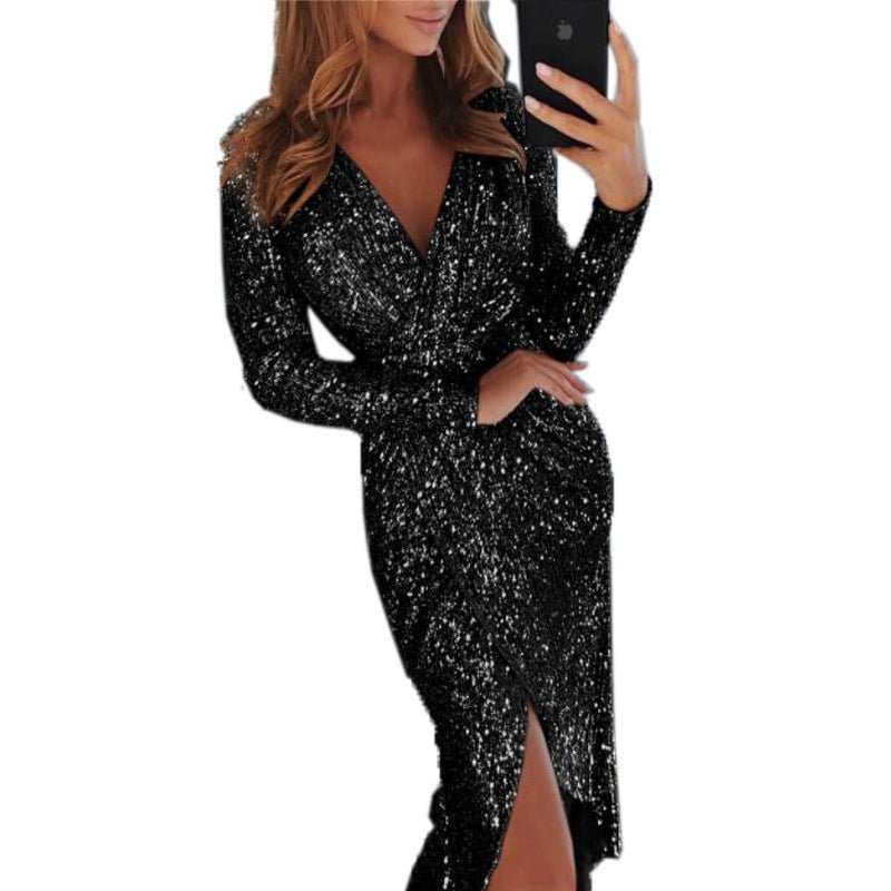 Women Clothes Bodycon Dresses New Ladies Bronzing Long-sleeved by null