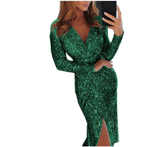 Women Clothes Bodycon Dresses New Ladies Bronzing Long-sleeved by null