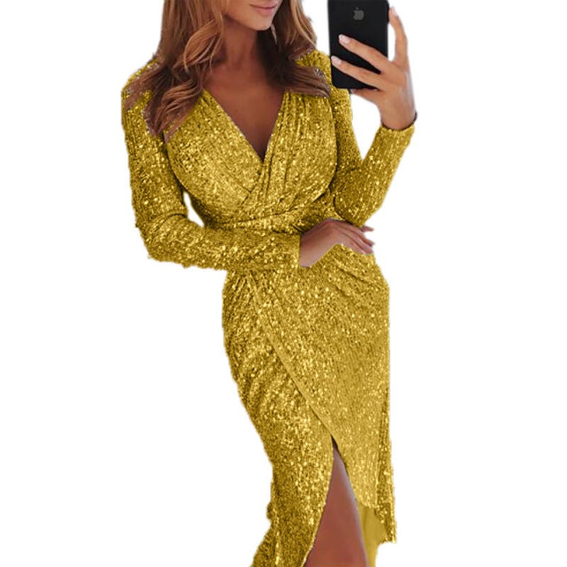 Women Clothes Bodycon Dresses New Ladies Bronzing Long-sleeved by null