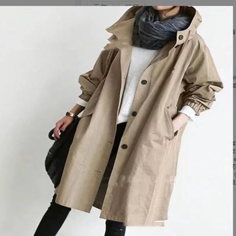 Women Windbreaker Jacket Casual Loose Button Pockets Hooded Quick Dry Windproof Waterproof Clothes For Outdoor Hiking Camping by null